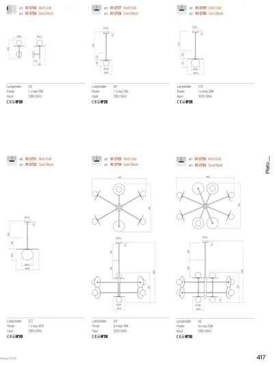 Redo 01-2753 - Luster na tyči PLATO 8xG9/10W/230V čierna