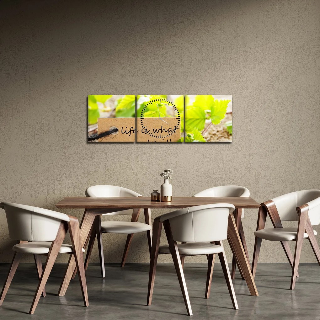 Obraz - Citát (s hodinami) (90x30 cm)