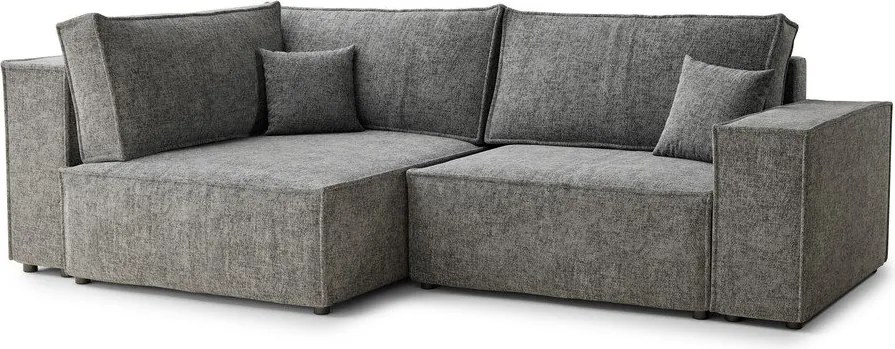 Sivá ženilková rozkladacia/s úložným priestorom rohová pohovka (ľavý roh/do L) Tonga – Maison de Rêve