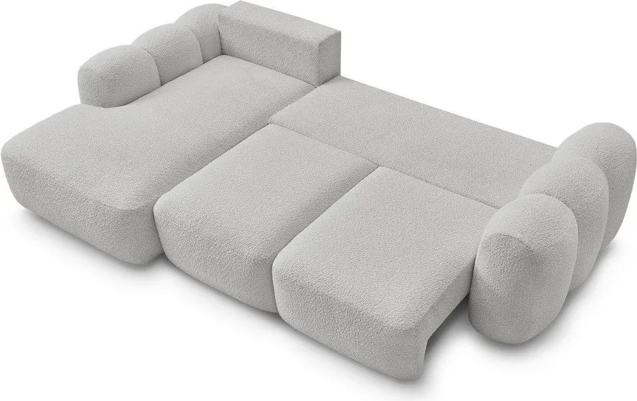 Svetlosivá rozkladacia/s úložným priestorom rohová pohovka z textílie buklé (ľavý roh/s leňoškou) Montaigne – Bobochic Paris