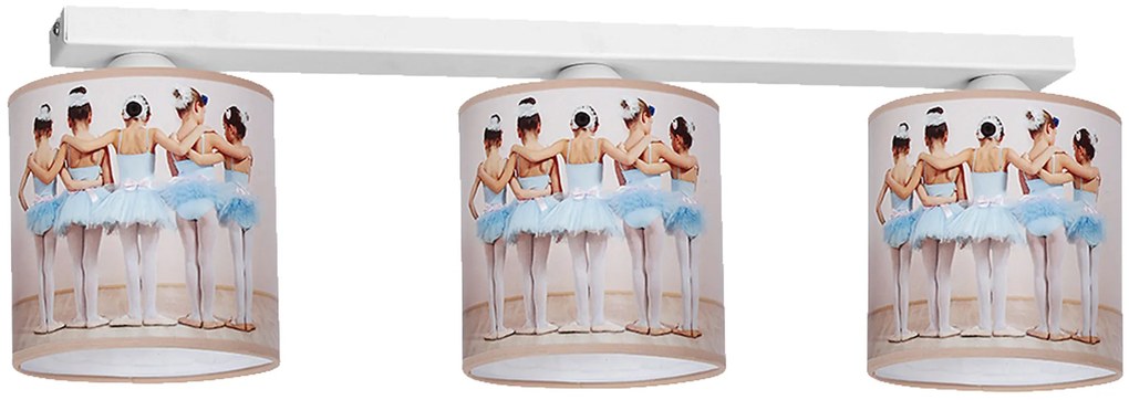 Detské stropné svietidlo Ballerina, 3x plastové tienidlo so vzorom, w