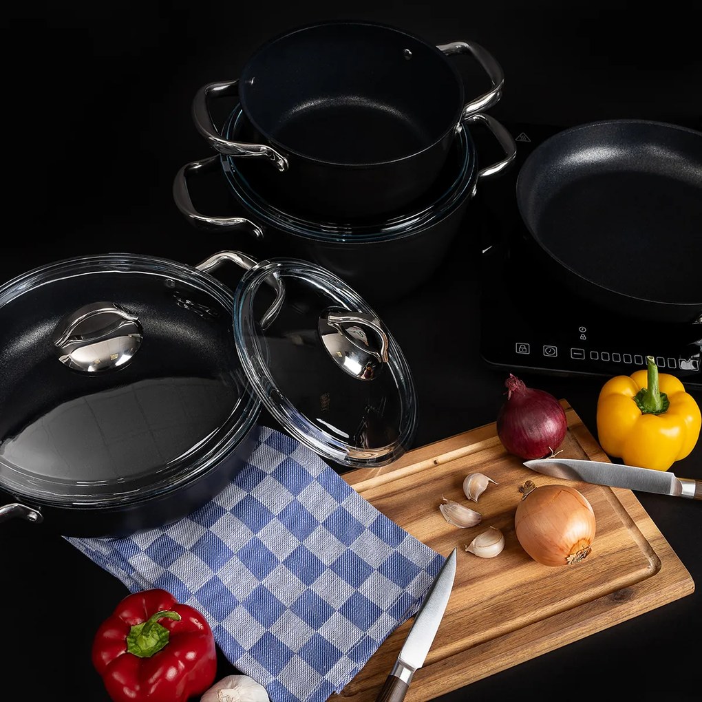 4Home 7-dielna súprava riadu s nepriľnavým povrchom Titanium