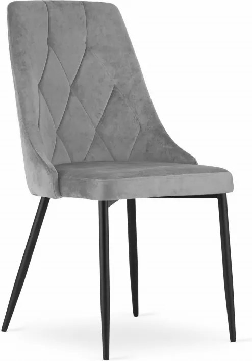 Jedálenská zostava stôl 80 cm čierny a 2 stoličky IMOLA sivé / nohy čierne