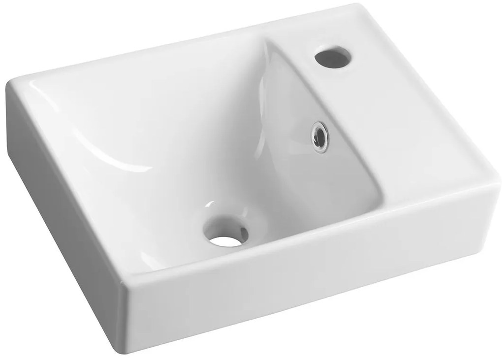 Sapho Sapho, NUALI keramické umývadlo 40x30 cm, pravé, biela, TU0128