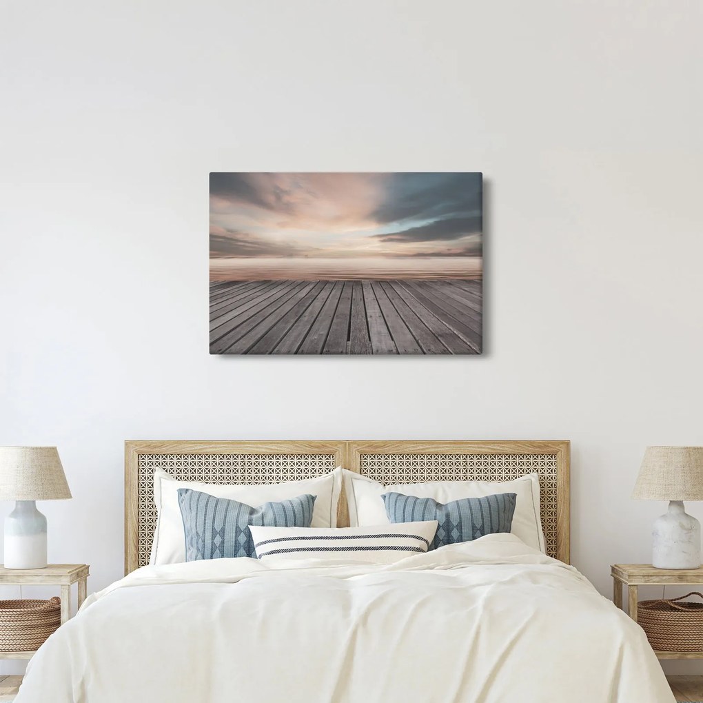 Obraz - Mólo pri západe slnka (90x60 cm)