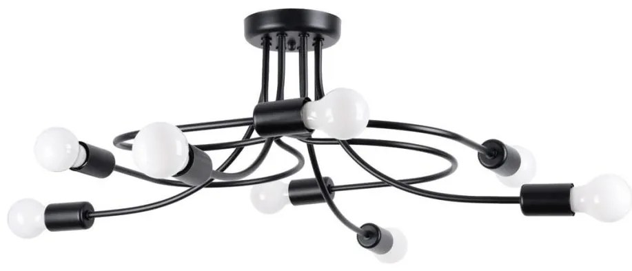Sollux SL.1457 - Luster na tyči LEVAR 8xE27/15W/230V čierna