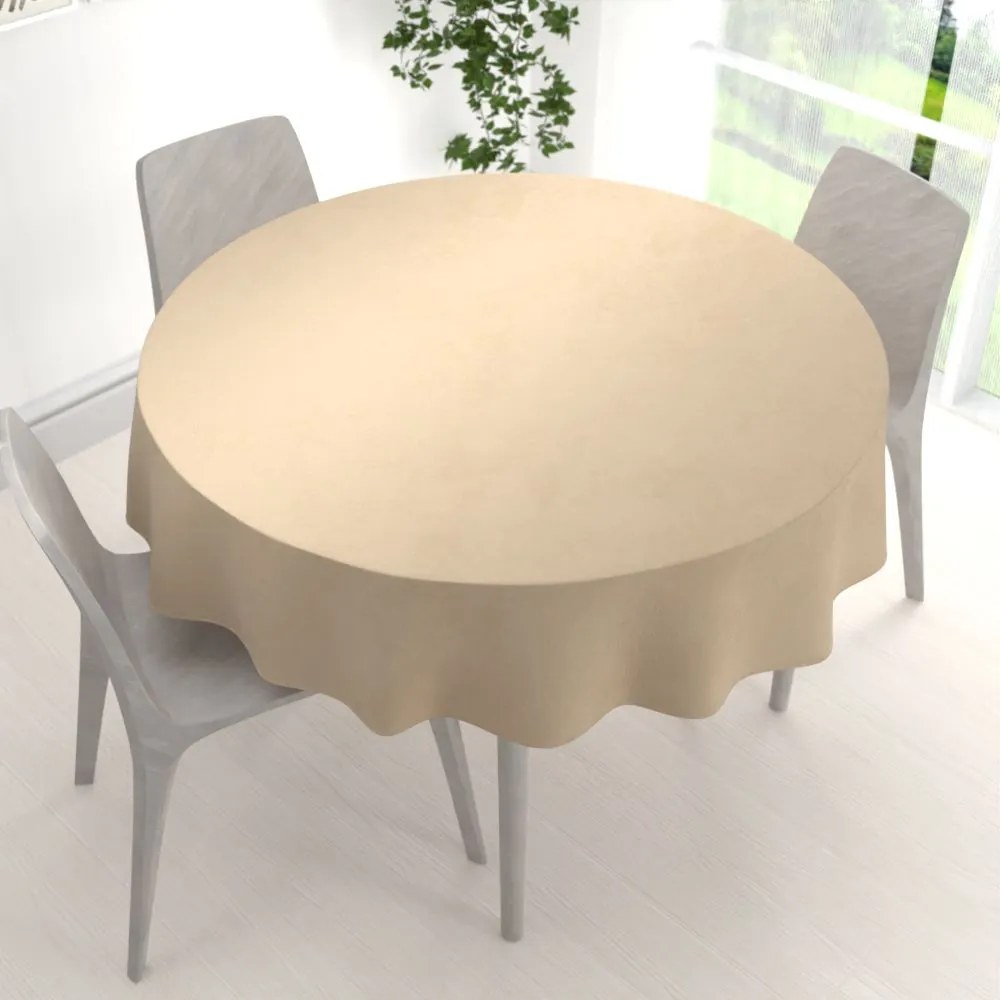 Biante Veľký zamatový okrúhly obrus Velvet Premium SVP-045 Kávovo béžový Ø 150 cm