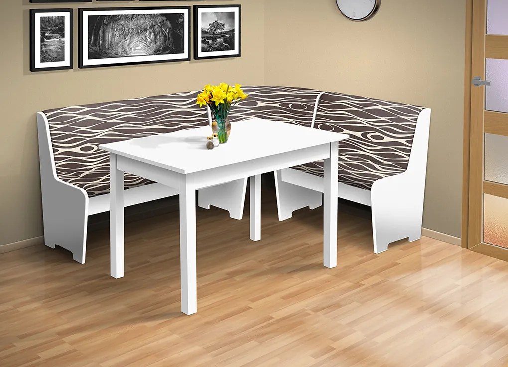 Nabytekmorava Rohová lavica so stolom farba lamina: Dub sonoma tmavý, čalúnenie vo farbe: Mega 13 V3 šedá