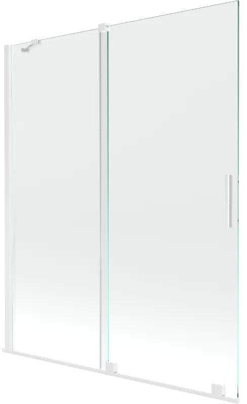 Mexen Velar, 2-krídlová posuvná vaňová zástena 140 x 150 cm, 8mm číre sklo, biely profil, 896-140-000-01-20