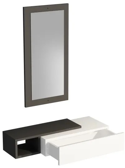 Nástenná polica + nástenné zrkadlo VIEN biela/antracit