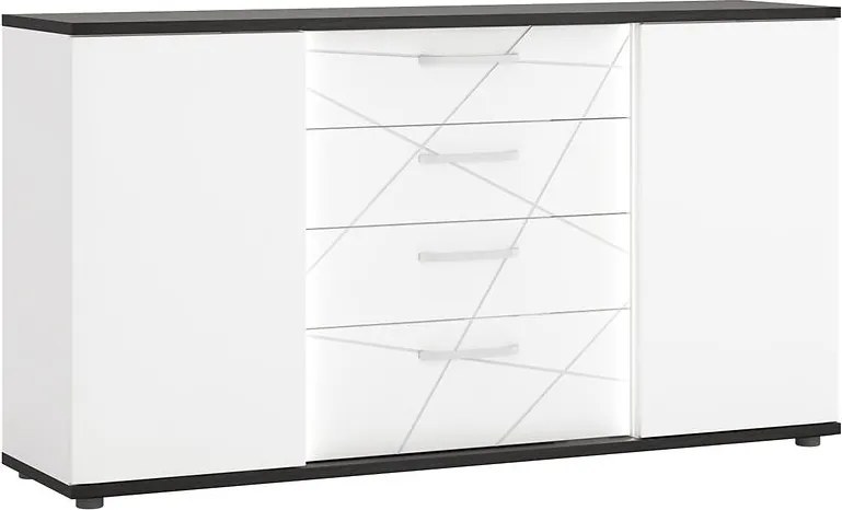 Komoda Venezia VENK01 2D4S biela alpská/dub vicenza čierna/mdf biela L