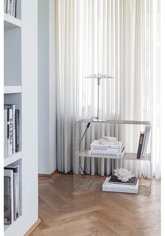 Kovová nástenná knižnica v lesklej striebornej farbe 70x30 cm Wire – Mette Ditmer Denmark