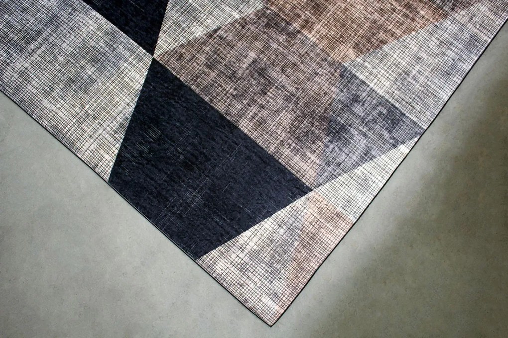 BE Koberec Porte 2032 GREY – sivý hendý čierny obdĺžnikový Rozmer: 80x150 cm