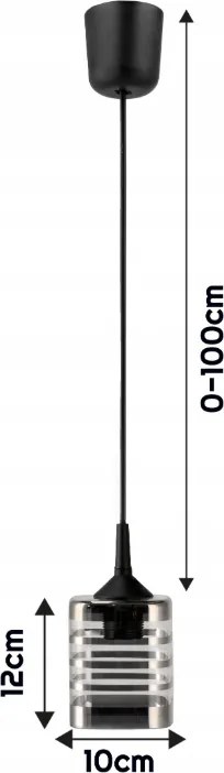 Závesné stropné svietidlo / luster LED E27, nastaviteľné 0–100 cm, sklenené tienidlo