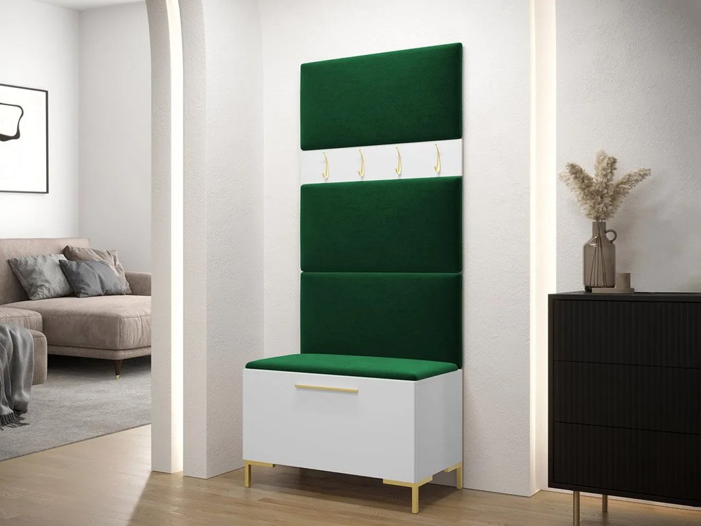 Predsieňová zostava Frunofta III, Farby: dub craft, Farba čalúnenia:: ekokoža Soft 017 (biela)