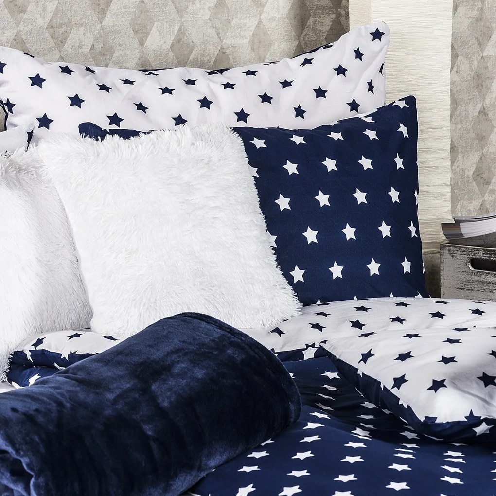 4Home bavlnené obliečky Stars Navy blue, 140 x 220 cm, 70 x 90 cm