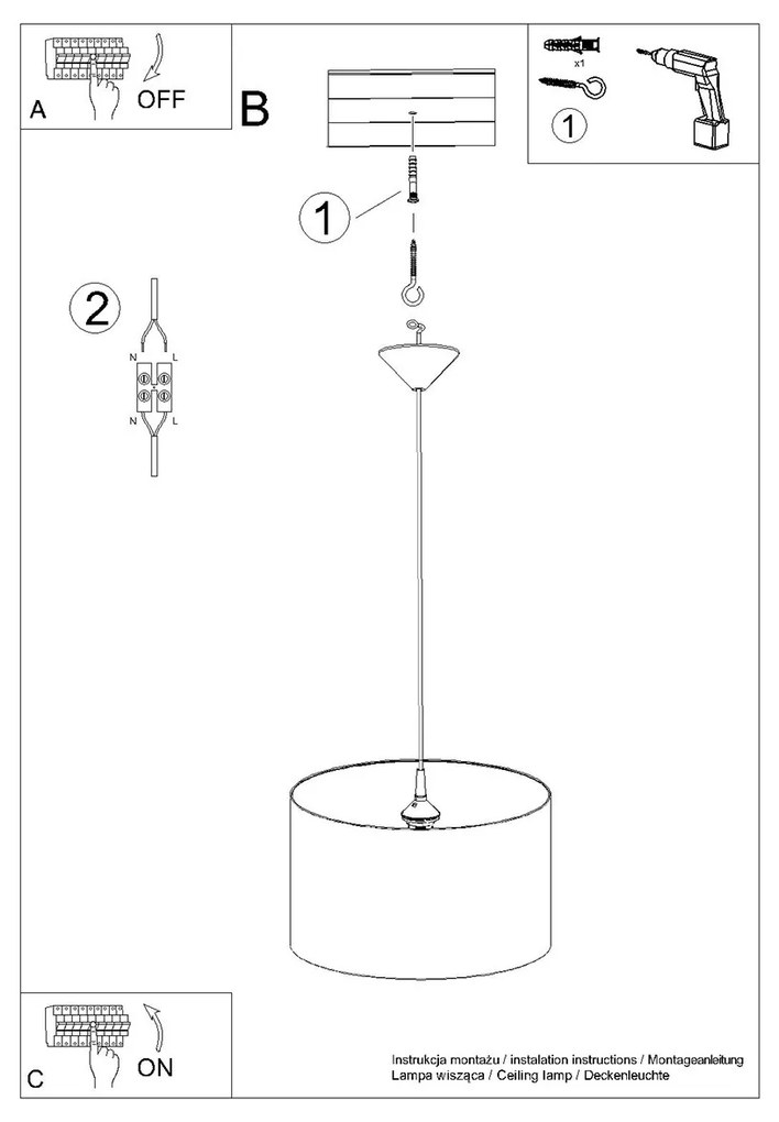 Detské závesné svietidlo Ball C, 1x plastové tienidlo so vzorom, (fi 40cm)