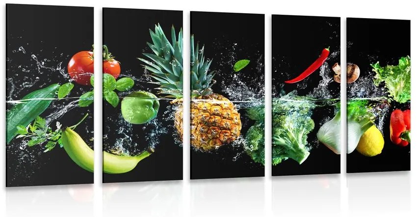 5-dielny obraz organické ovocie a zelenina Varianta: 100x50