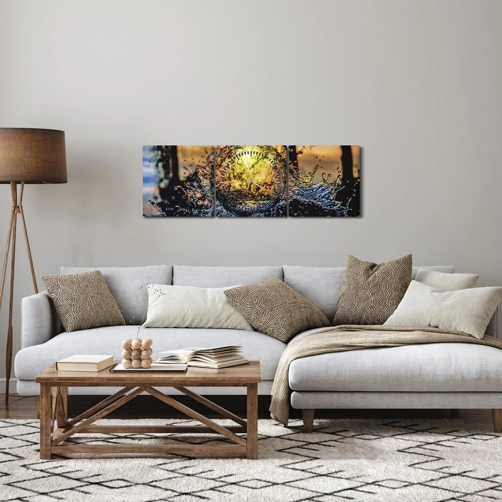 Obraz vody (s hodinami) (90x30 cm)