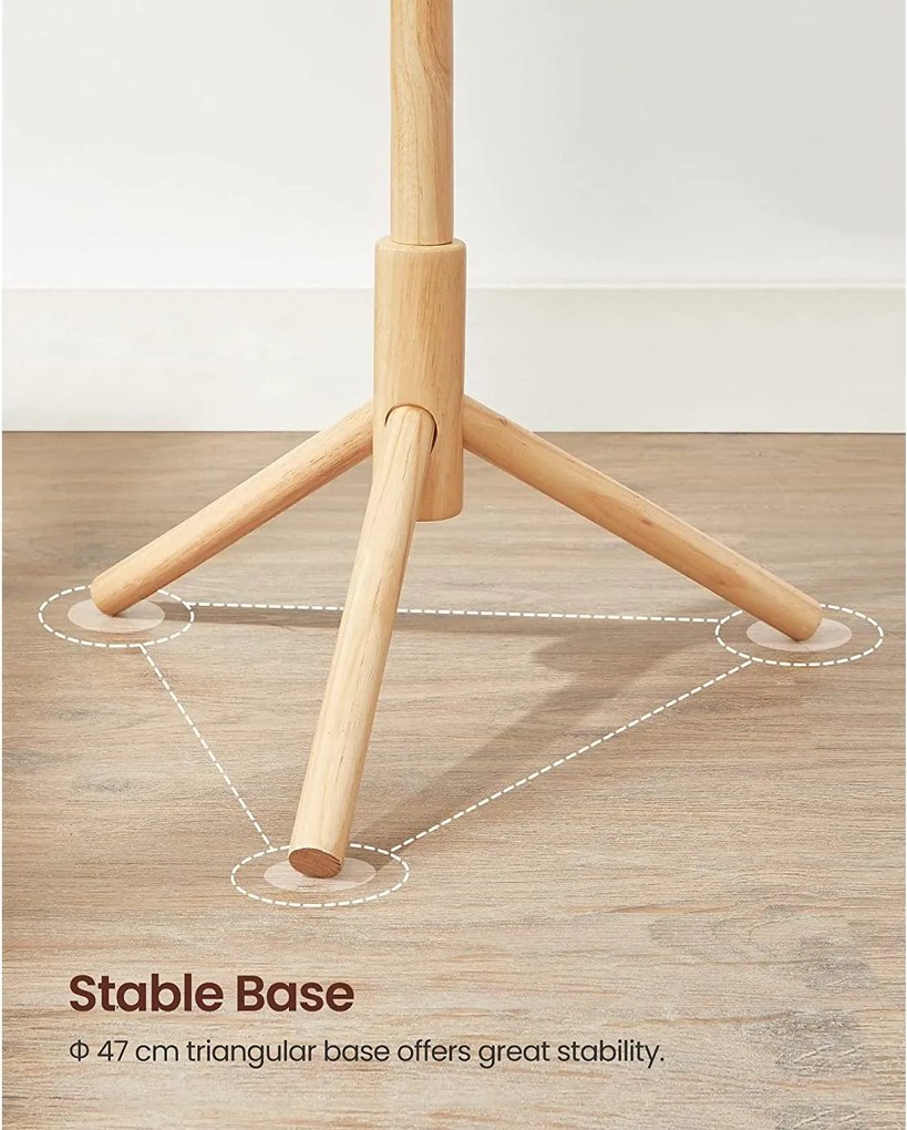 Voľne stojaci vešiak na kabáty a klobúky, s 8 háčikmi, prírodná farba