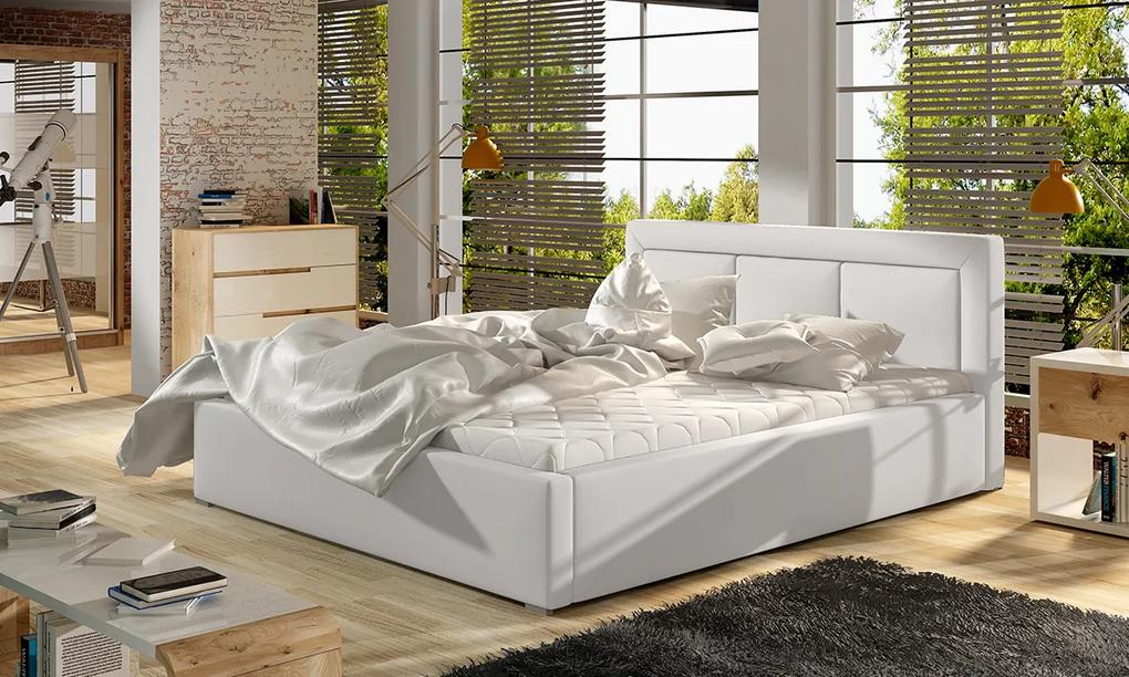 Čalúnená manželská posteľ s roštom Branco 200 - biela