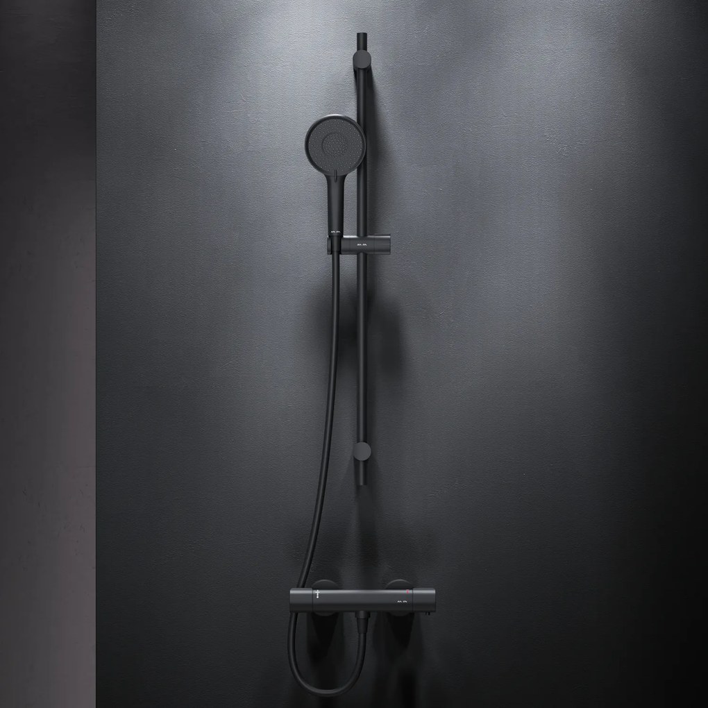 Ručná sprchová súprava AM.PM X-Joy F428XA46 s termostatickou sprchovou batériou, čierna