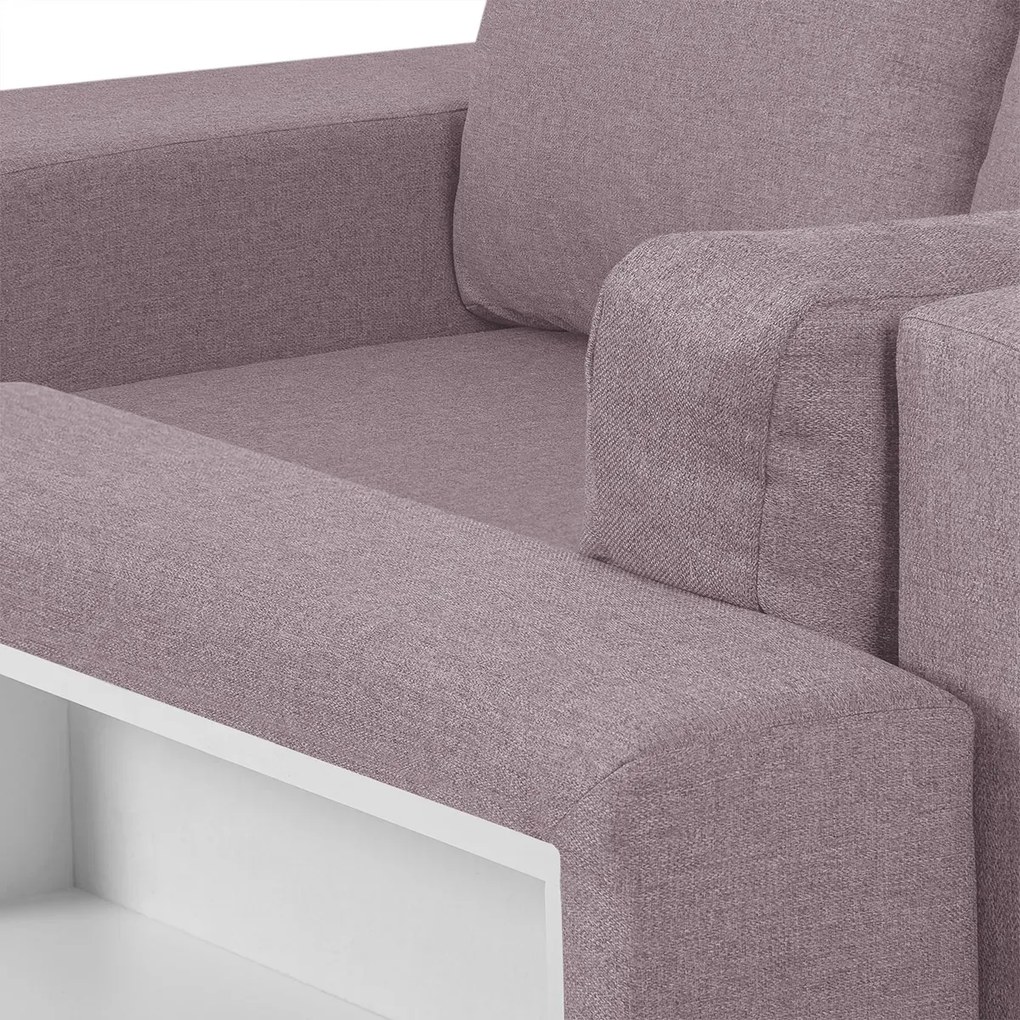 Rozkládací rohová sedací souprava MODO3 + 2 Taburety Růžová