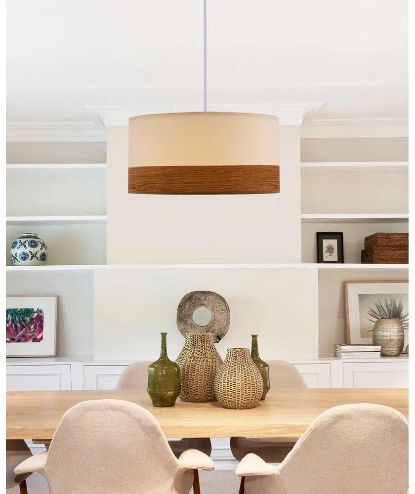 Biele závesné svietidlo s textilným tienidlom/s tienidlom z dyhy ø 30 cm Bianco – Candellux Lighting