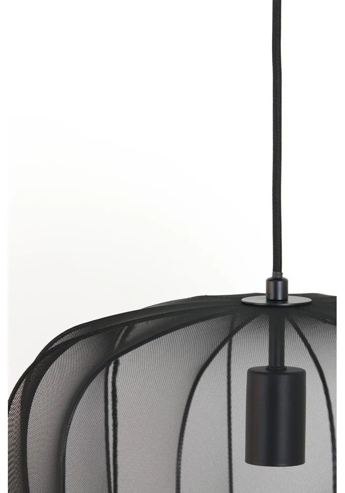 Čierne závesné svietidlo s textilným tienidlom ø 40 cm Plumeria – Light & Living