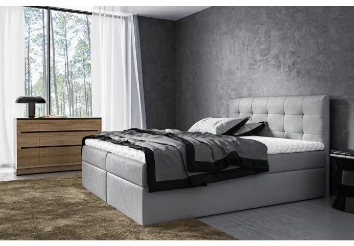 Moderná čalúnená posteľ Riki s úložným priestorom šedá 200 x 200 + topper zdarma