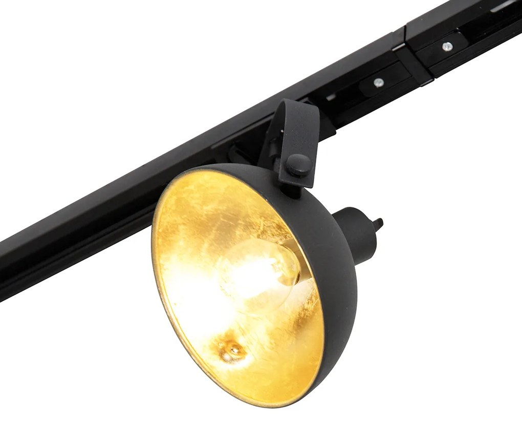 1-fázový koľajnicový systém s 3 nastaviteľnými čiernymi reflektormi - Magnax
