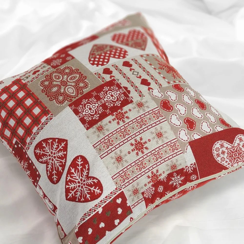 Polášek Obliečka na vankúšik so zimnými motívmi - Vianočné vločky | 40 x 40 cm