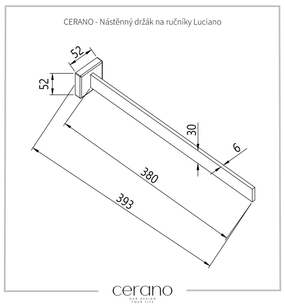 Cerano Luciano, nástenný držiak na uteráky 40 cm, chrómová, CER-CER-428968