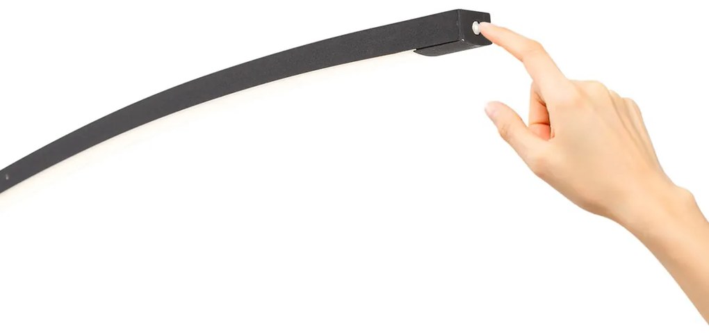 Moderná oblúková lampa čierna vrátane LED s dotykovým stmievačom - Arlow