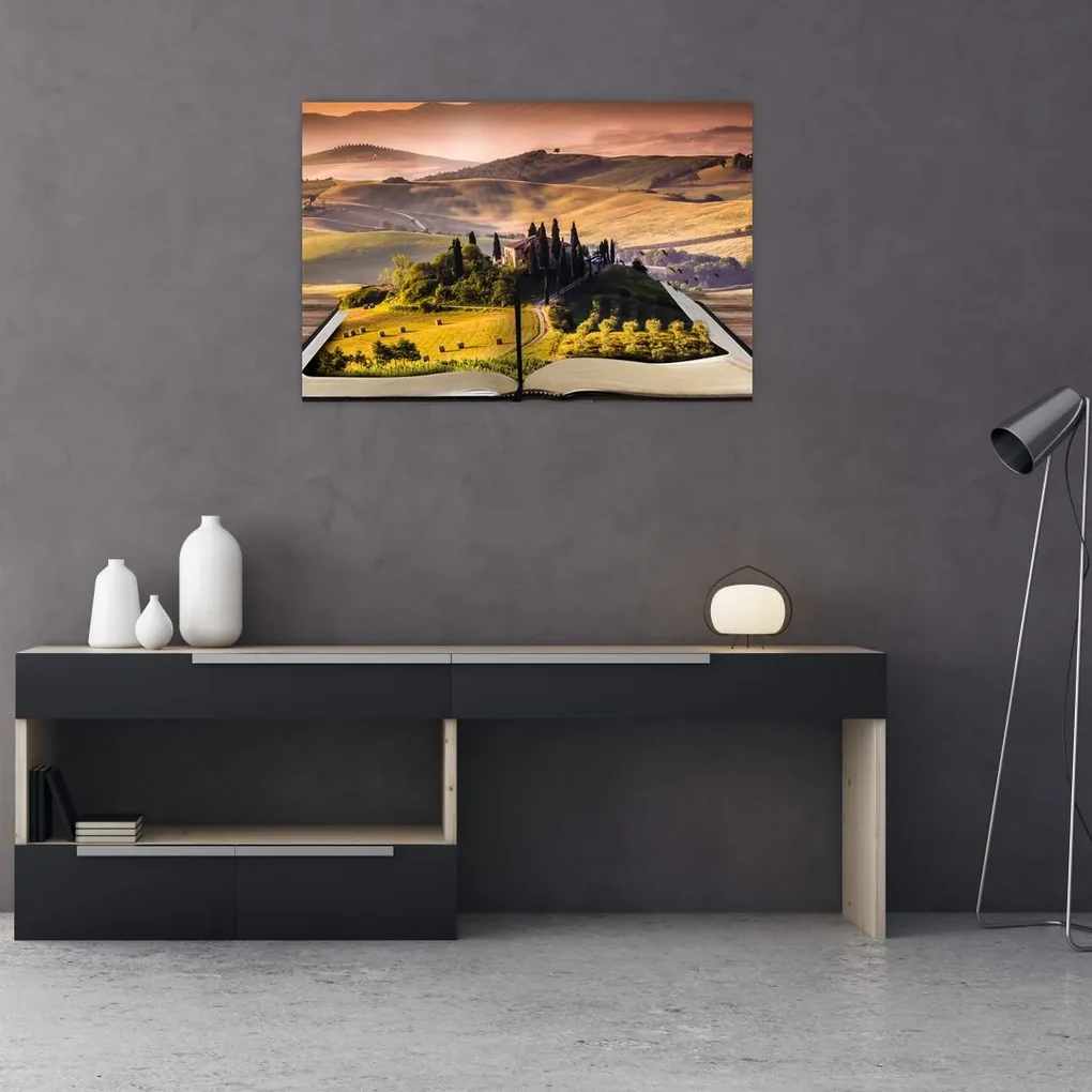 Obraz krajiny v knihe (90x60 cm)