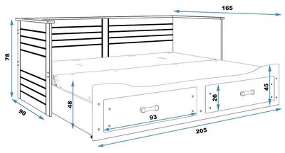Výsuvná detská posteľ HERMES biela 200x90 cm