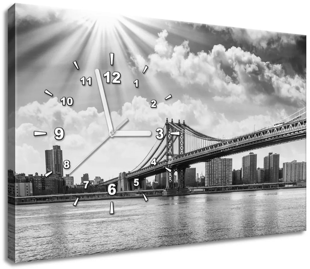 Gario Obraz s hodinami Brooklyn New York Rozmery: 100 x 40 cm