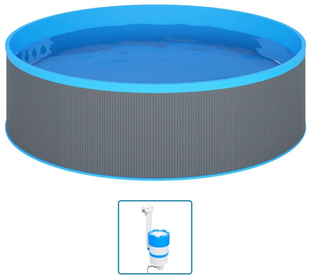 vidaXL Bazén so závesným skimmerom a čerpadlom 350x90 cm sivý