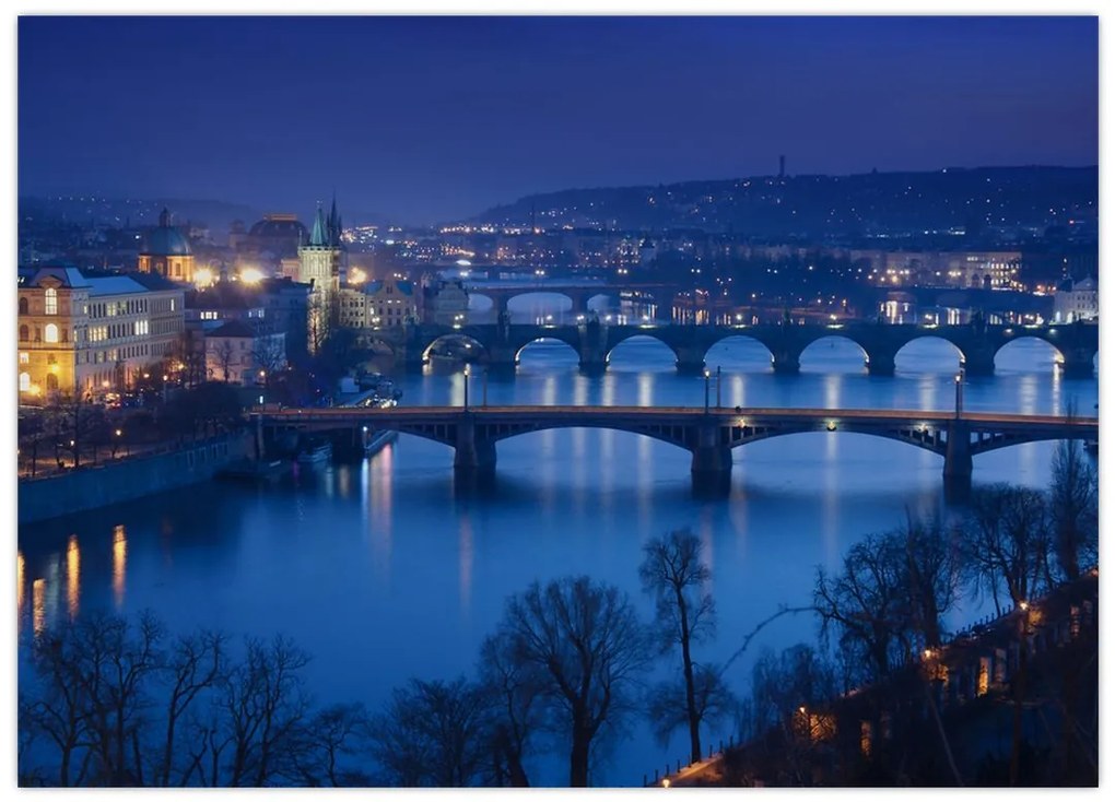 Sklenený obraz pražských mostov (70x50 cm)