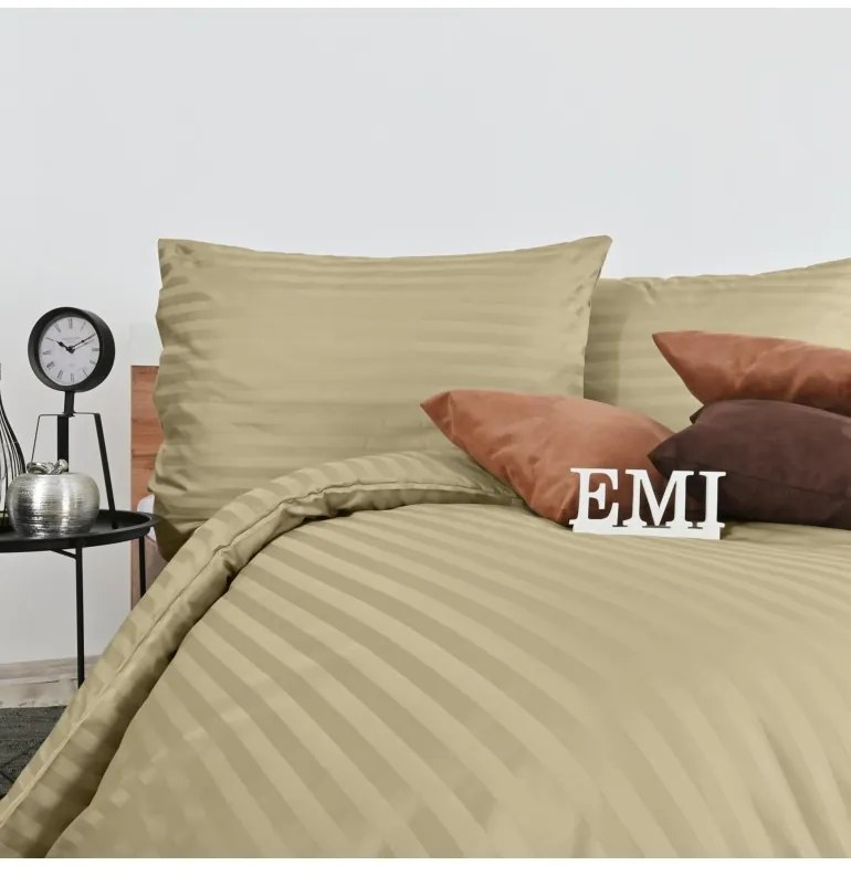 Obliečky damaškové cappuccino EMI, Štandardný set jednolôžko obsahuje 1x 140x200 + 1x 70x90