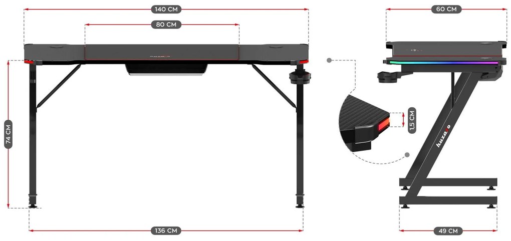 PC stolík Hyperion 3.3 (čierna + viacfarebná) (s LED osvetlením). Vlastná spoľahlivá doprava až k Vám domov. 1087506