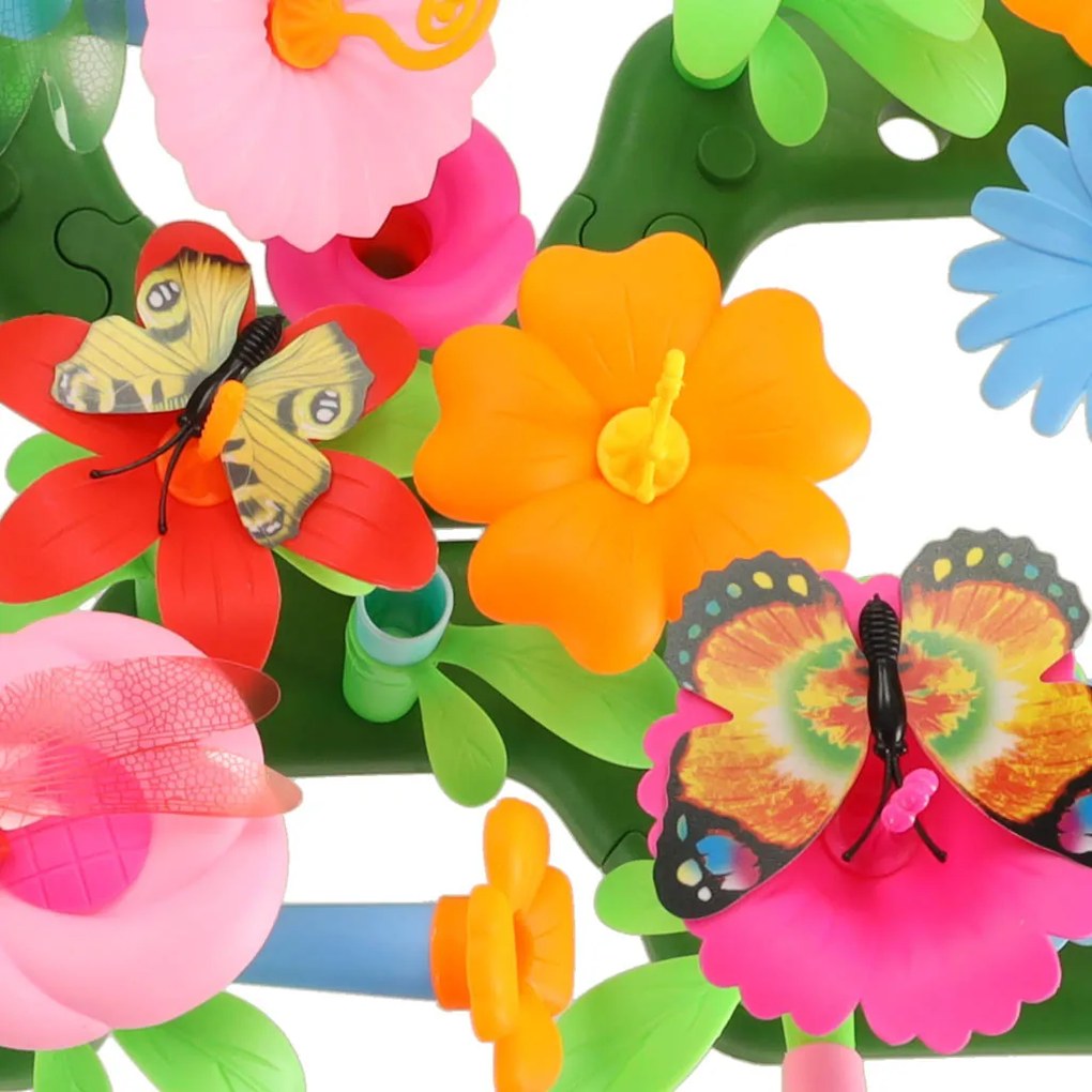 KIK Kreatívna plastová stavebnica kvetinová záhrada 175 dielov kvety, váza, kanva pre deti 3+