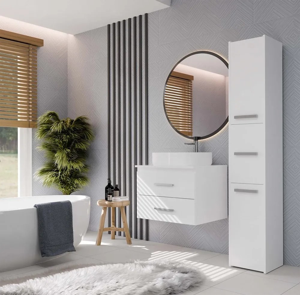 Závěsná skříňka pod umyvadlo s deskou NEL 2S 60 cm bílá