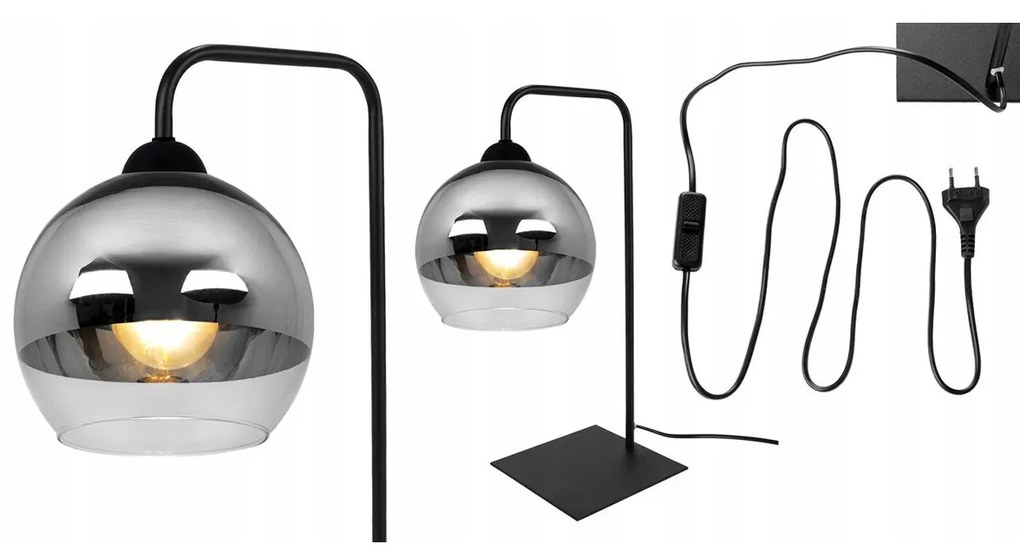 Stolná lampa Bergen, 1x chrómové/transparentné tienidlo (fi 15cm)