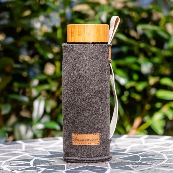 Tmavosivý filcový obal na sklenenú fľašu - Ø 7*21cm / 450ml a 650ml
