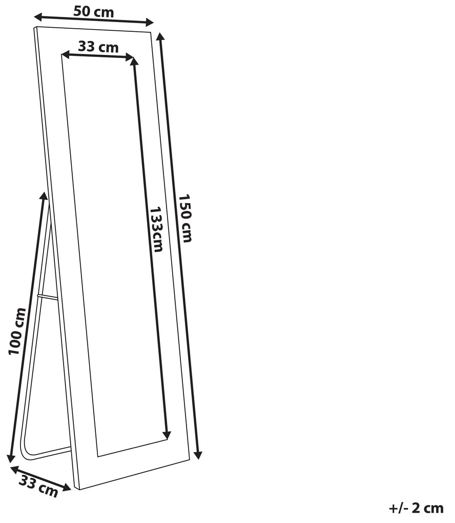 Stojacie zrkadlo z umelej kože 50 x 150 cm biele ANSOUIS Beliani