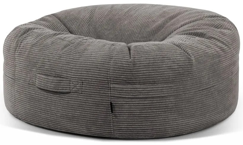 Tmavosivý menčestrový sedací vak Roll 135 – SLOWDOWN