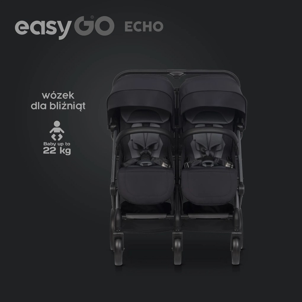 Súrodenecký kočík EasyGo Echo Ebony Black