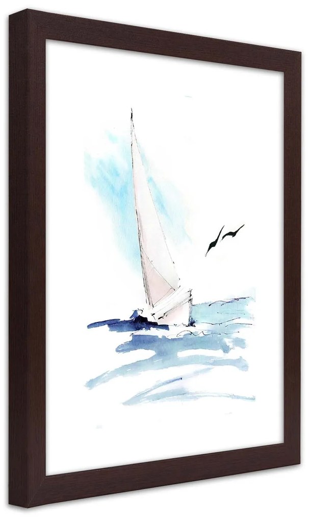 Gario Plagát Jachta na mori Farba rámu: Bez rámu, Rozmery: 30 x 45 cm