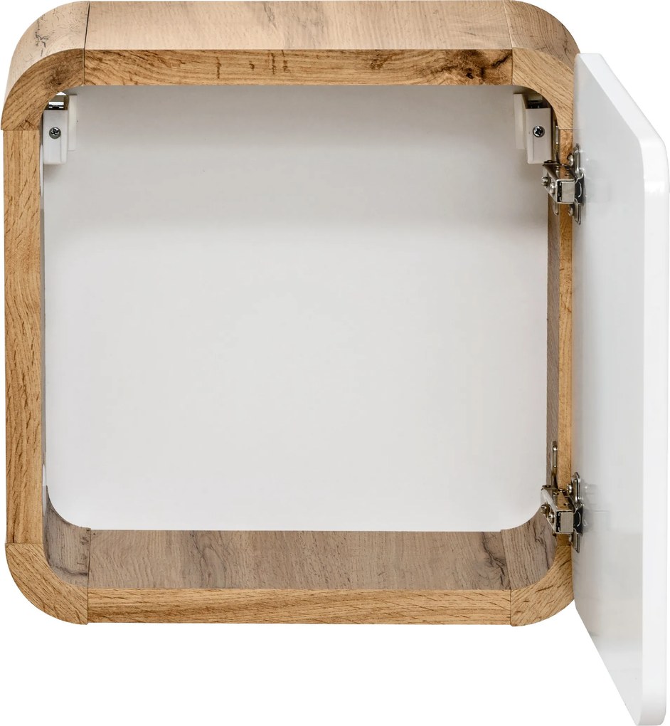 Comad Kúpeľňová skrinka závesná horná Qubik Aruba White 35 dub craft/biela